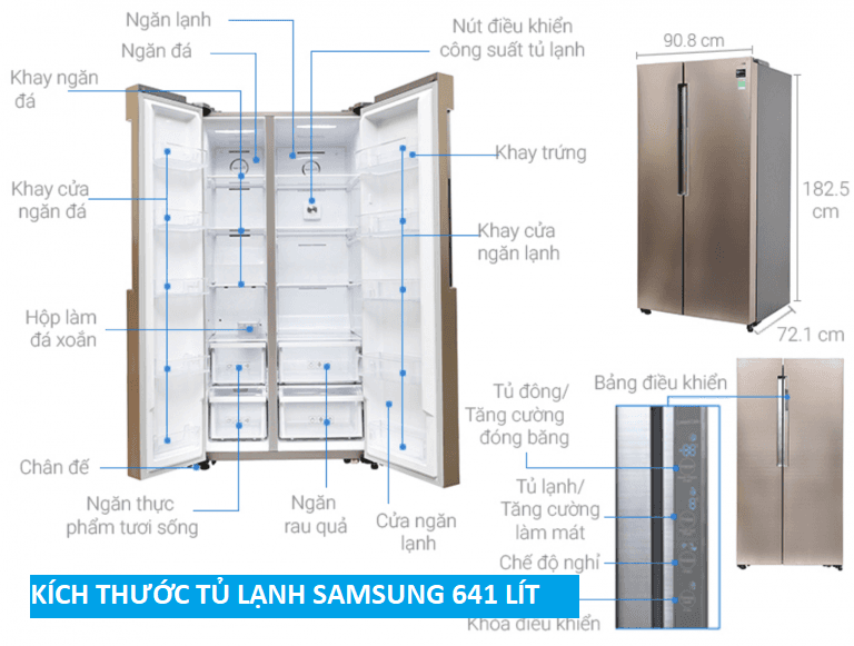 Tủ lạnh side by side Samsung Inverter 641 lít RS62K62277P/SV