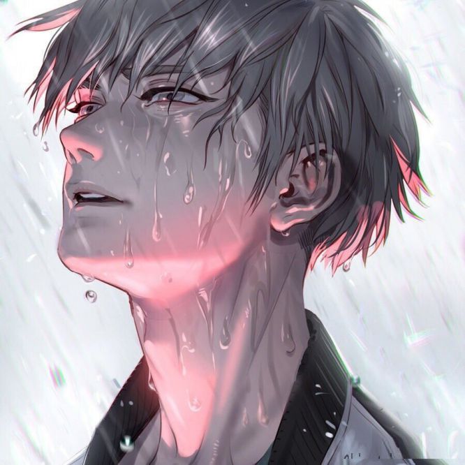 Anime nam khóc dưới mưa