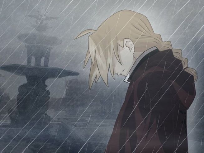 Hình ảnh anime boy buồn dưới mưa