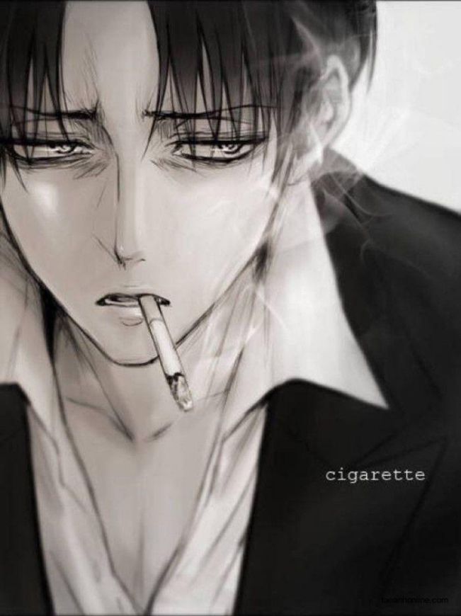 Hình ảnh anime nam buồn hút thuốc