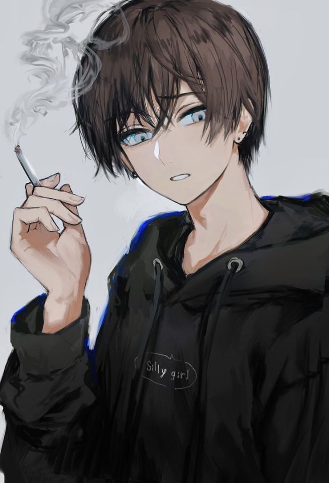 Hình nam anime ngầu hút thuốc