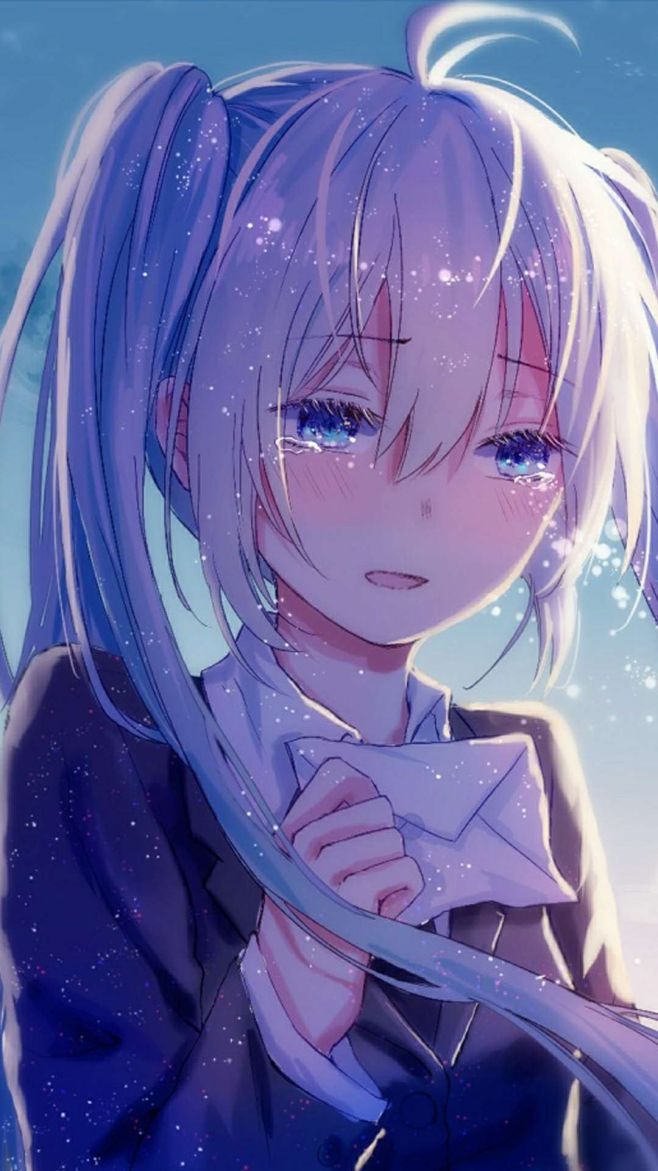 Hình ảnh anime nữ buồn khóc