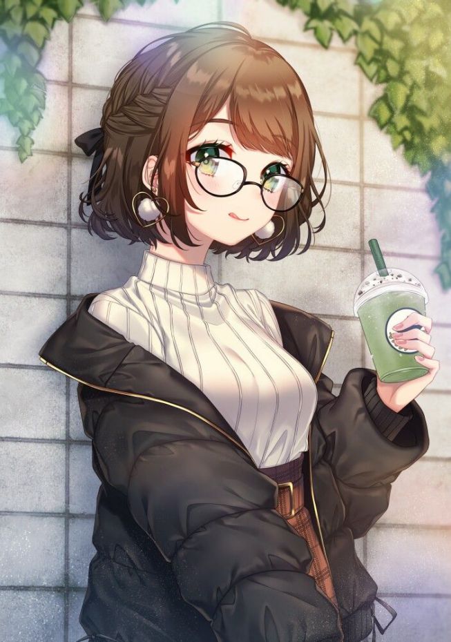Bộ hình anime nữ cute đeo kính